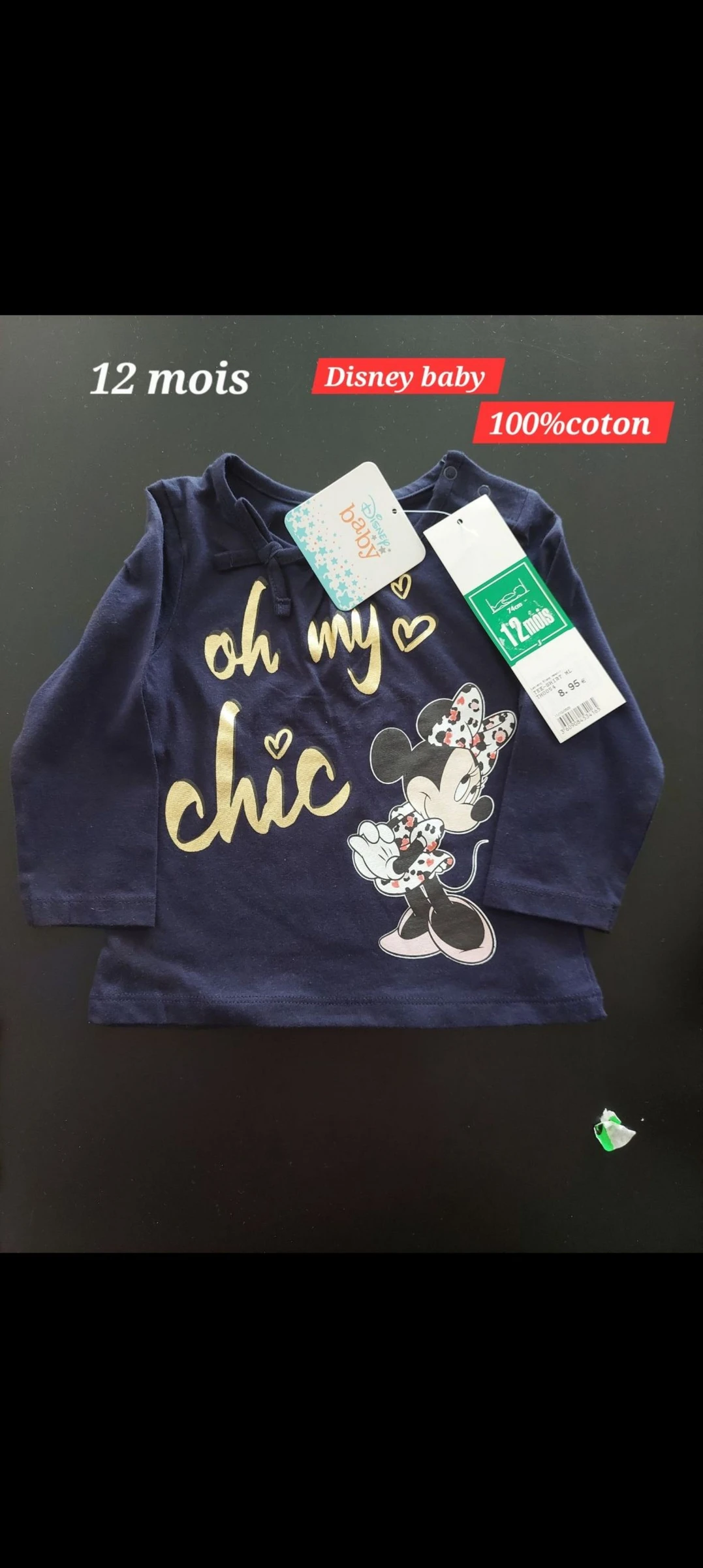 Haut Minnie bleu marine 12 mois 